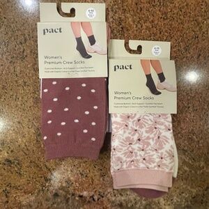 NEW! Pact Premium Crew Socks Two Pair NWT! Retail: $27
